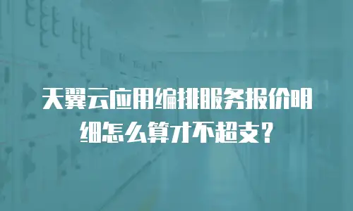 天翼云应用编排服务报价明细怎么算才不超支？