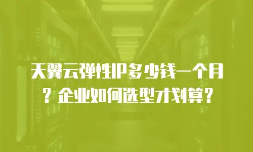 天翼云弹性IP多少钱一个月？企业如何选型才划算？
