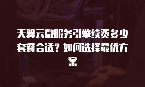 天翼云微服务引擎续费多少套餐合适？如何选择最优方案