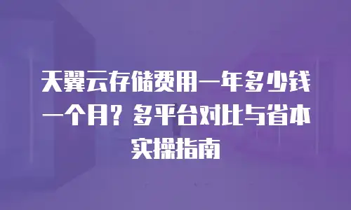 天翼云存储费用一年多少钱一个月？多平台对比与省本实操指南