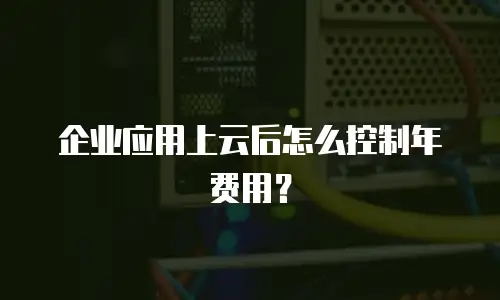 企业应用上云后怎么控制年费用？