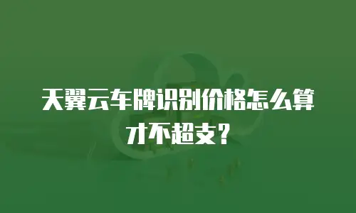 天翼云车牌识别价格怎么算才不超支？