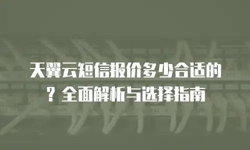 天翼云短信报价多少合适的？全面解析与选择指南