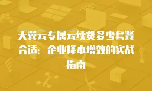 天翼云专属云续费多少套餐合适：企业降本增效的实战指南
