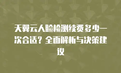 天翼云人脸检测续费多少一次合适？全面解析与决策建议