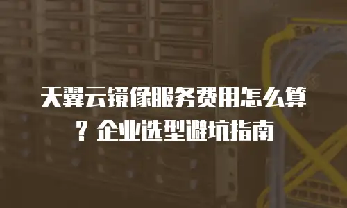 天翼云镜像服务费用怎么算？企业选型避坑指南