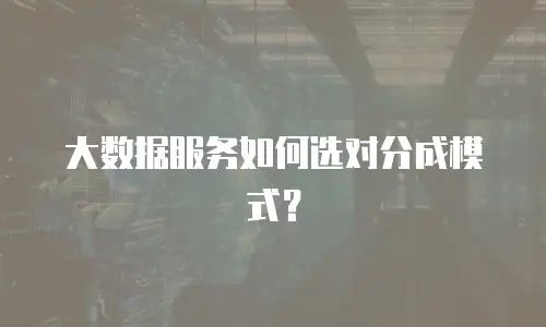 大数据服务如何选对分成模式？