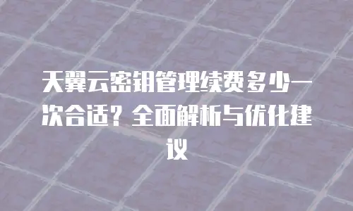 天翼云密钥管理续费多少一次合适？全面解析与优化建议