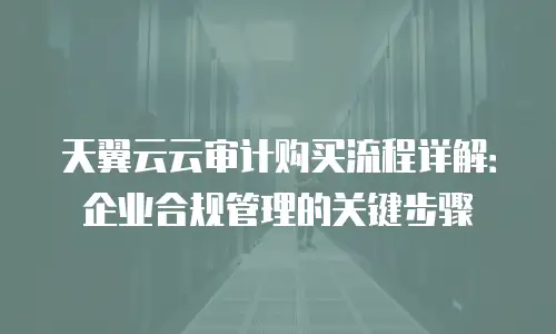 天翼云云审计购买流程详解：企业合规管理的关键步骤