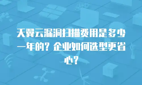 天翼云漏洞扫描费用是多少一年的？企业如何选型更省心？