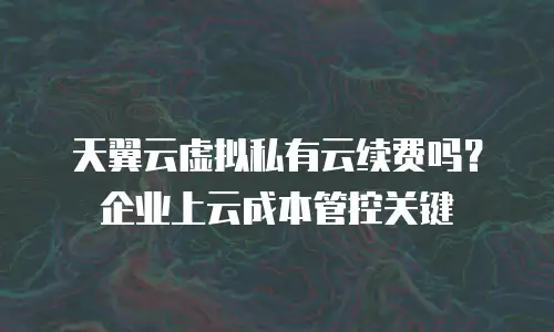 天翼云虚拟私有云续费吗？企业上云成本管控关键