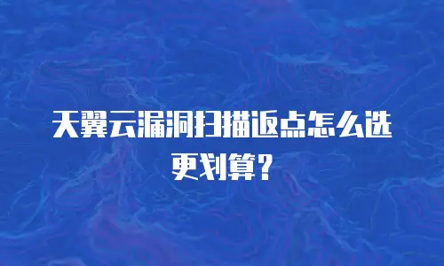 天翼云漏洞扫描返点怎么选更划算？