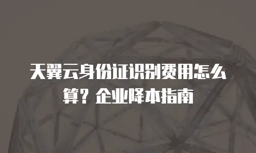 天翼云身份证识别费用怎么算？企业降本指南
