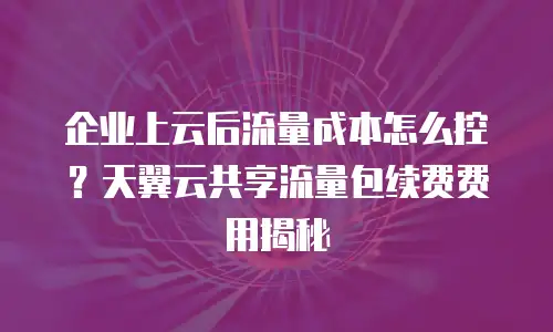 企业上云后流量成本怎么控？天翼云共享流量包续费费用揭秘