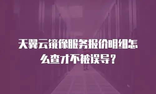 天翼云镜像服务报价明细怎么查才不被误导？