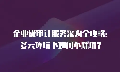 企业级审计服务采购全攻略：多云环境下如何不踩坑？