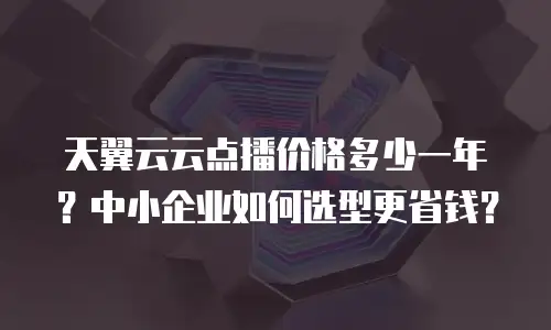 天翼云云点播价格多少一年？中小企业如何选型更省钱？