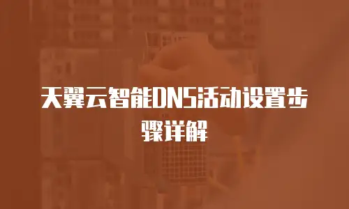 天翼云智能DNS活动设置步骤详解