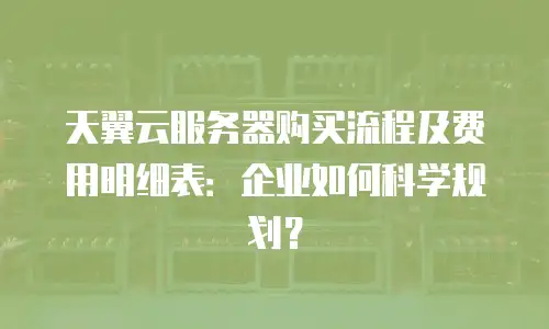 天翼云服务器购买流程及费用明细表：企业如何科学规划？