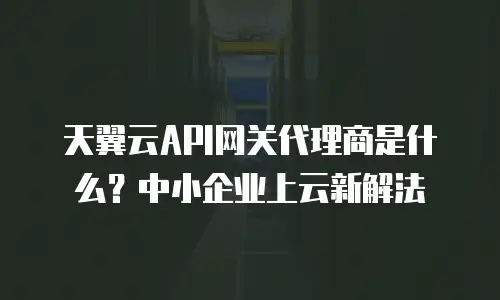 天翼云API网关代理商是什么？中小企业上云新解法