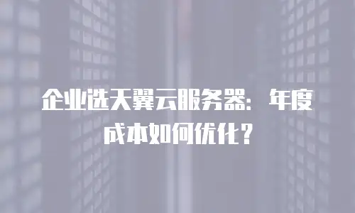 企业选天翼云服务器：年度成本如何优化？
