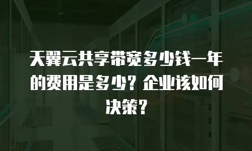 天翼云共享带宽多少钱一年的费用是多少？企业该如何决策？