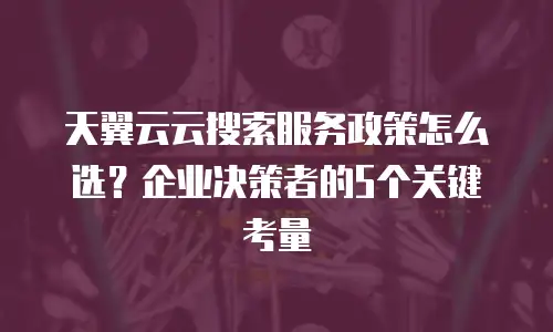 天翼云云搜索服务政策怎么选？企业决策者的5个关键考量