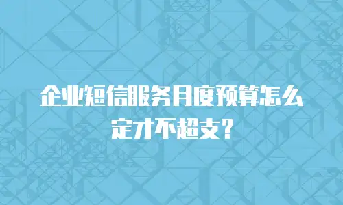 企业短信服务月度预算怎么定才不超支？
