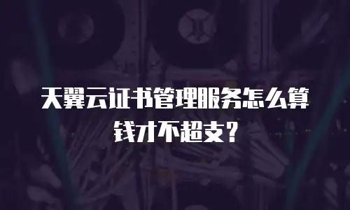 天翼云证书管理服务怎么算钱才不超支？