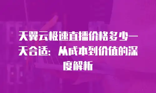 天翼云极速直播价格多少一天合适：从成本到价值的深度解析