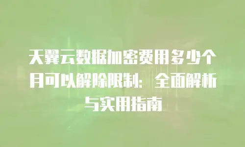 天翼云数据加密费用多少个月可以解除限制：全面解析与实用指南