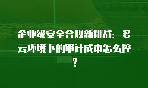 企业级安全合规新挑战：多云环境下的审计成本怎么控？
