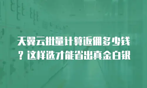 天翼云批量计算返佣多少钱？这样选才能省出真金白银