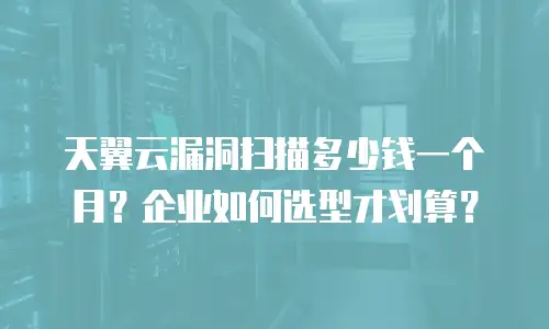 天翼云漏洞扫描多少钱一个月？企业如何选型才划算？