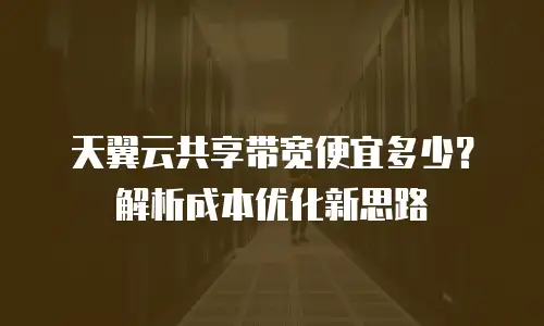 天翼云共享带宽便宜多少？解析成本优化新思路
