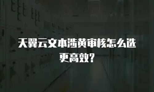 天翼云文本涉黄审核怎么选更高效？