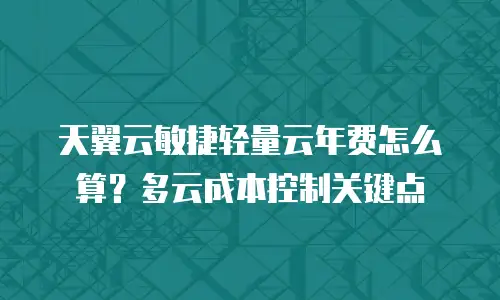 天翼云敏捷轻量云年费怎么算？多云成本控制关键点