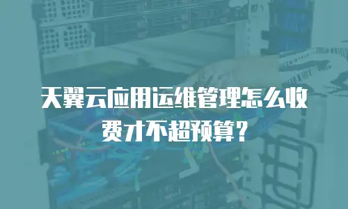 天翼云应用运维管理怎么收费才不超预算？