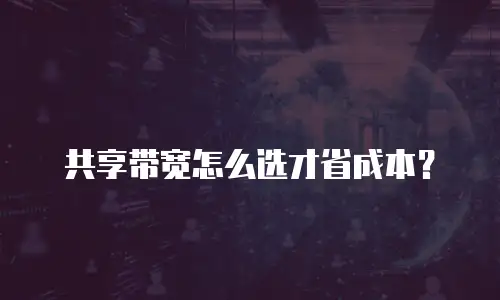 共享带宽怎么选才省成本？