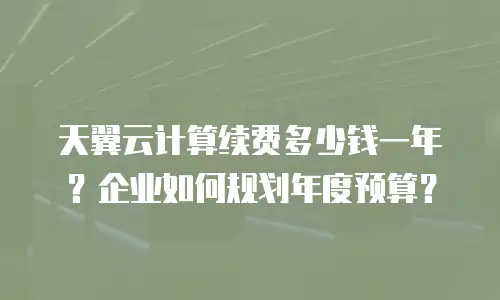 天翼云计算续费多少钱一年？企业如何规划年度预算？
