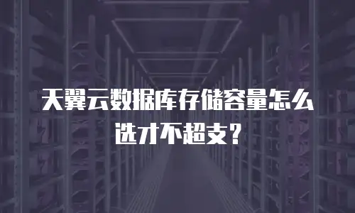 天翼云数据库存储容量怎么选才不超支？