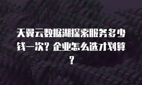 天翼云数据湖探索服务多少钱一次？企业怎么选才划算？