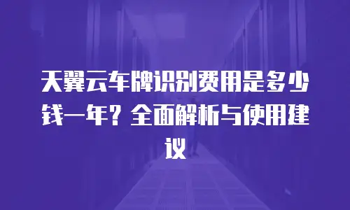 天翼云车牌识别费用是多少钱一年？全面解析与使用建议