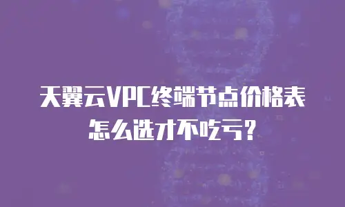 天翼云VPC终端节点价格表怎么选才不吃亏？