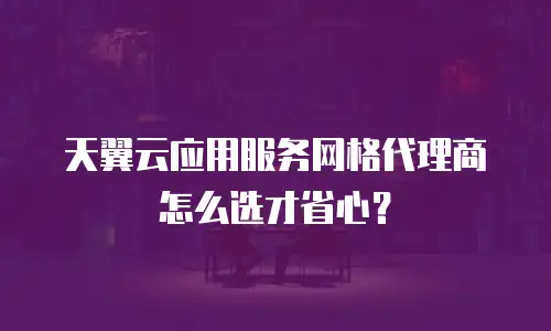 天翼云应用服务网格代理商怎么选才省心？