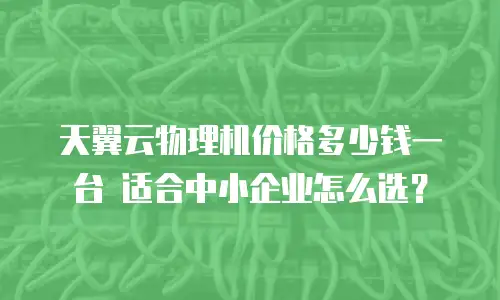天翼云物理机价格多少钱一台 适合中小企业怎么选？
