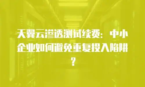 天翼云渗透测试续费：中小企业如何避免重复投入陷阱？