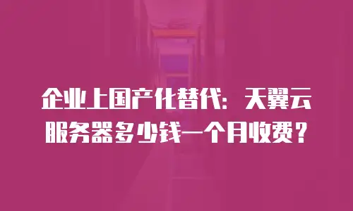 企业上国产化替代：天翼云服务器多少钱一个月收费？
