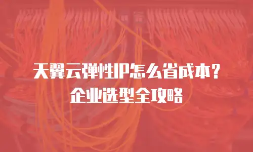 天翼云弹性IP怎么省成本？企业选型全攻略