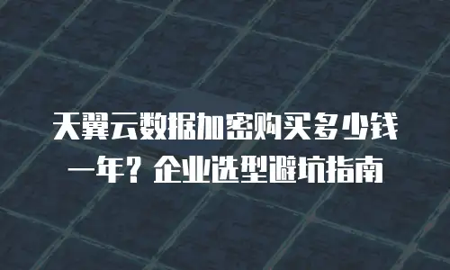 天翼云数据加密购买多少钱一年？企业选型避坑指南